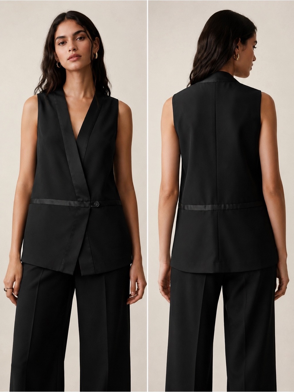 BANANA REPUBLIC Sleveleless Tuxedo Style Vest Top NWT
